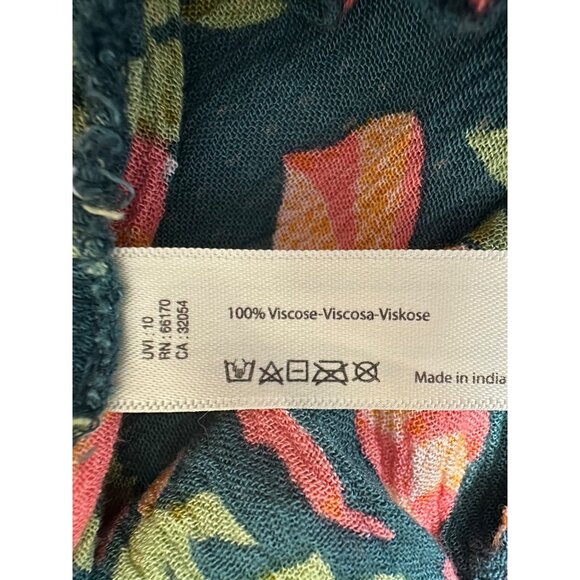 Free People Suki Peasant Top Large Smocked Gauzy Boho Cottage Floral Feminine - Picture 9 of 14